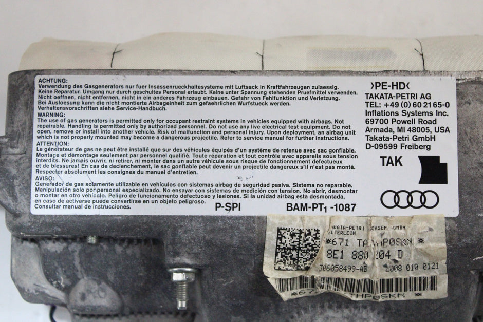OEM Audi Passenger Dashboard Airbag – Fits RS4, A4, S4 (2005–2008) – Part 8E1 880 204 D – Audi – product view