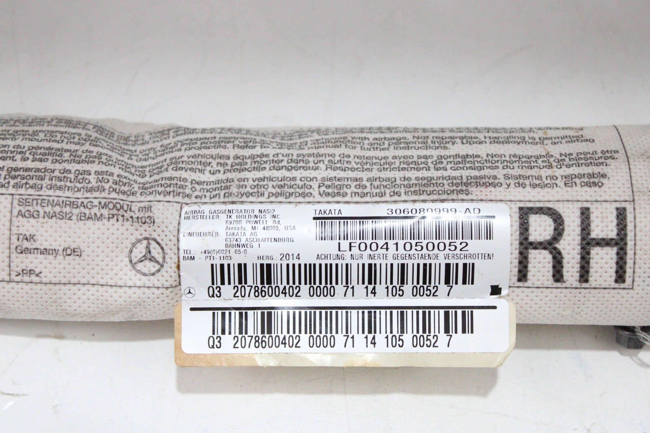OEM Merecedes-benz Passenger Seat Airbag – Fits E250, E350, E400, E550 (2010–2017) – Part A 207 860 04 02 – Merecedes-benz – product view