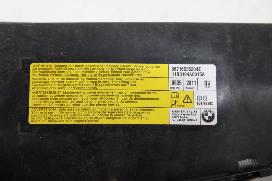 OEM BMW Passenger Seat Airbag – Fits 328I, 335I (2007–2013) – Part 86716535204Z – BMW – product view