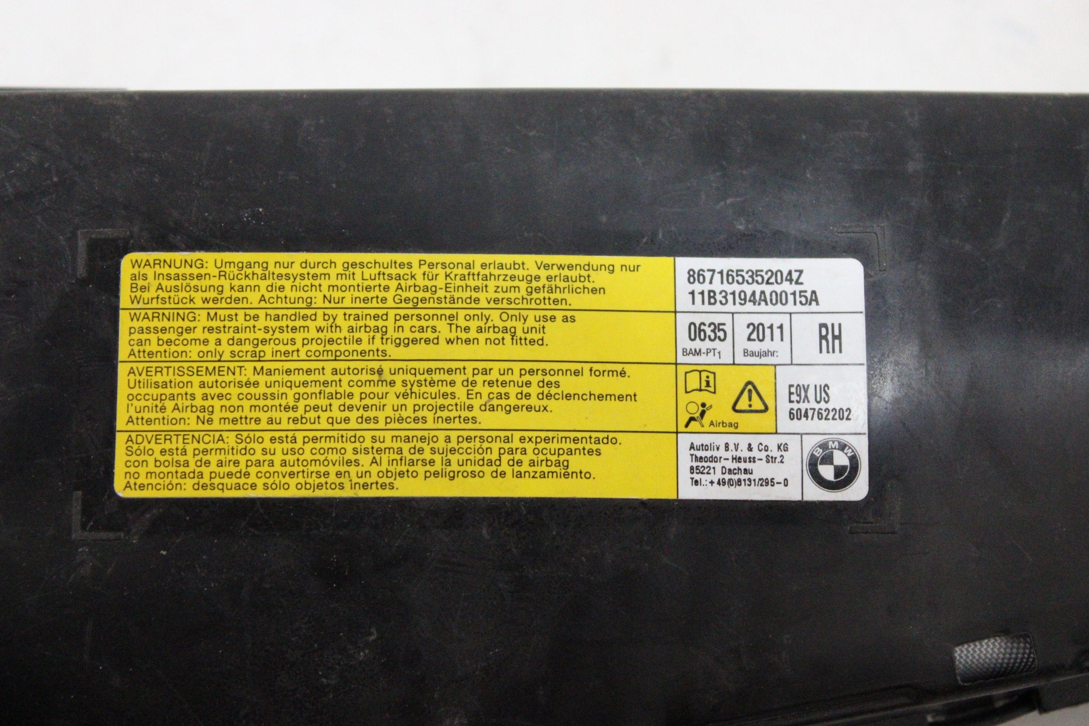 OEM BMW Passenger Seat Airbag – Fits 328I, 335I (2007–2013) – Part 86716535204Z – BMW – product view