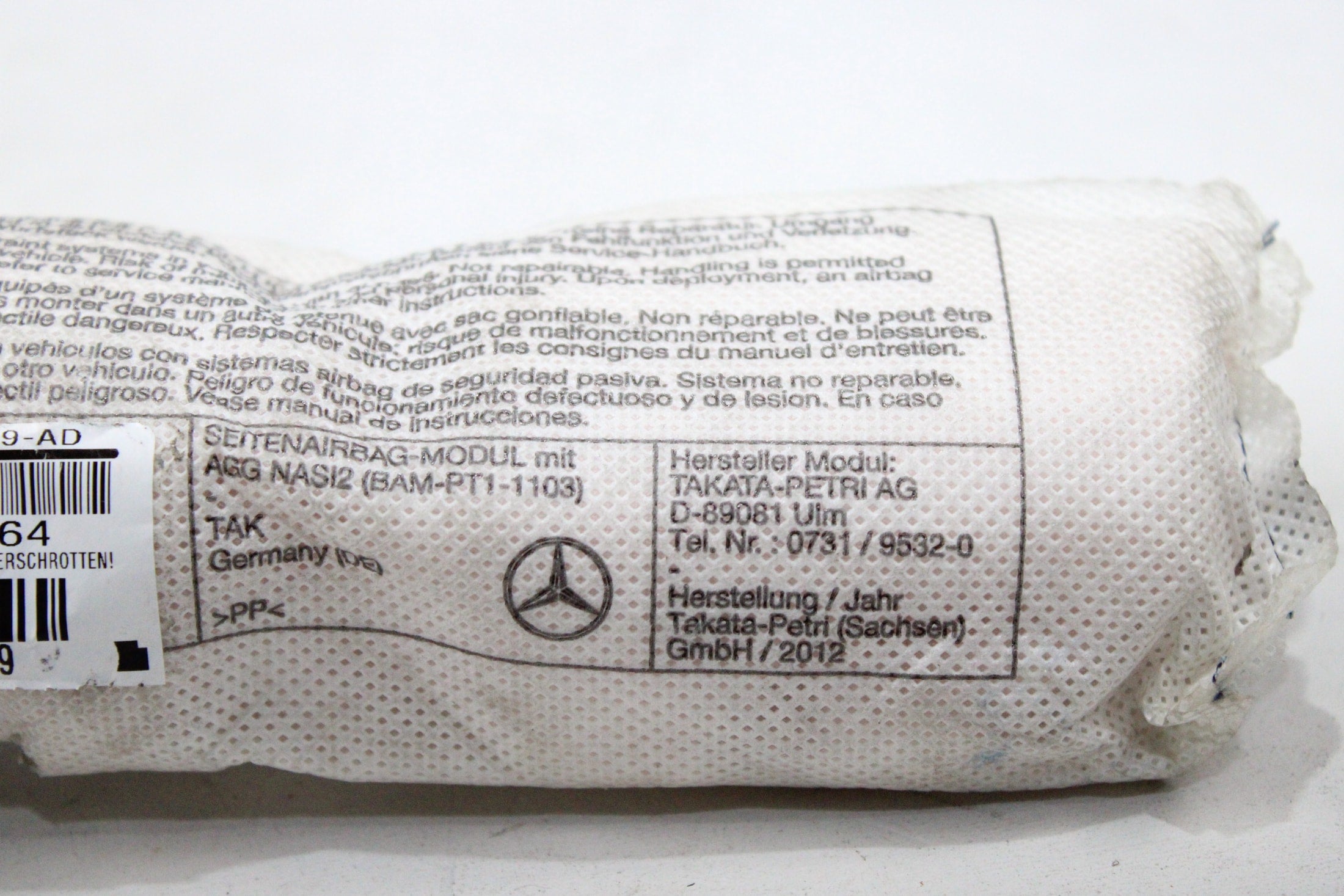 OEM Mercedes-Benz Driver Seat Airbag – Fits E-class Coupe (C207) (2009–2016) and E-class Cabriolet (A207) (2016) – Part 306080899AD – Mercedes-Benz – product view