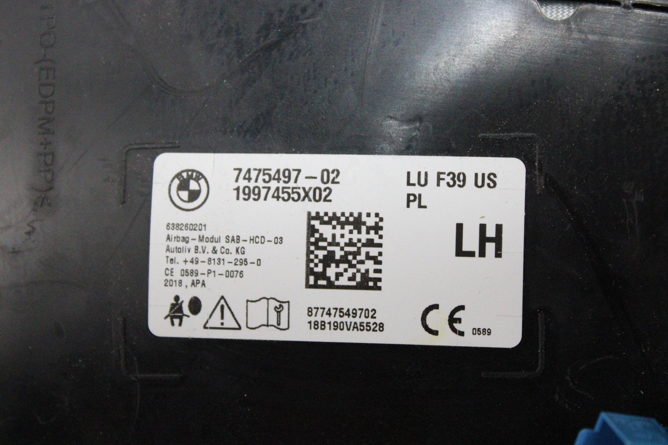 OEM BMW Driver Seat Airbag – Fits X2 (2018–2023) – Part 72127475497 – BMW – product view