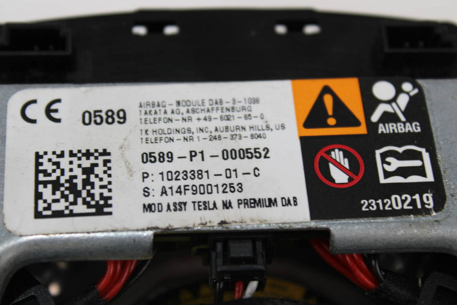2012 - 2020 Tesla Model S, Model X Driver Steering Wheel Airbag – OEM 1023381 - 01 - C - Tesla
