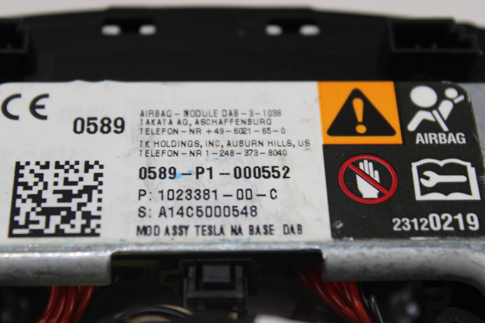 2012 - 2020 Tesla Model S, Model X Driver Steering Wheel Airbag – OEM 1036778 - 01 - B - Tesla