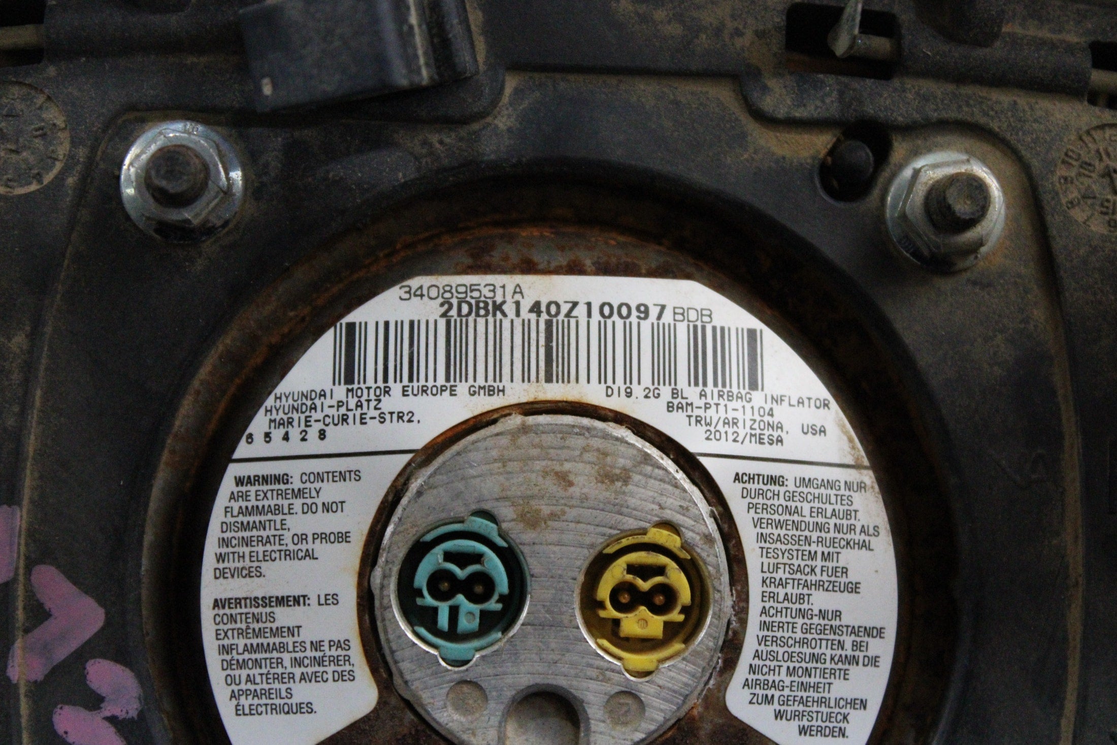 OEM Hyundai Driver Steering Wheel Airbag – Fits Sonata Hybrid (2011–2015) – Part 56900-4R100-RY – Hyundai – product view · B1536881 · photo b417ff8d-be1d-4bff-90c4-71f79a816a99