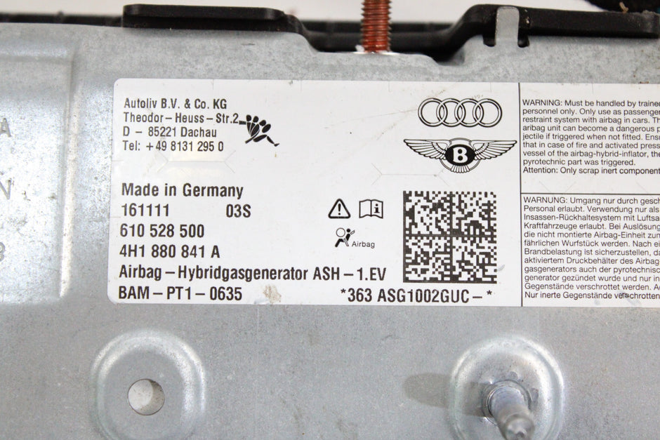 OEM Audi Driver Knee Airbag – Fits A8 Quattro (2011–2018) and S8 (2013–2018) – Part 4H1880841A – Audi – product view · G1536740 · photo 8c51a8f9-4f8f-42b3-98af-036f8779e603