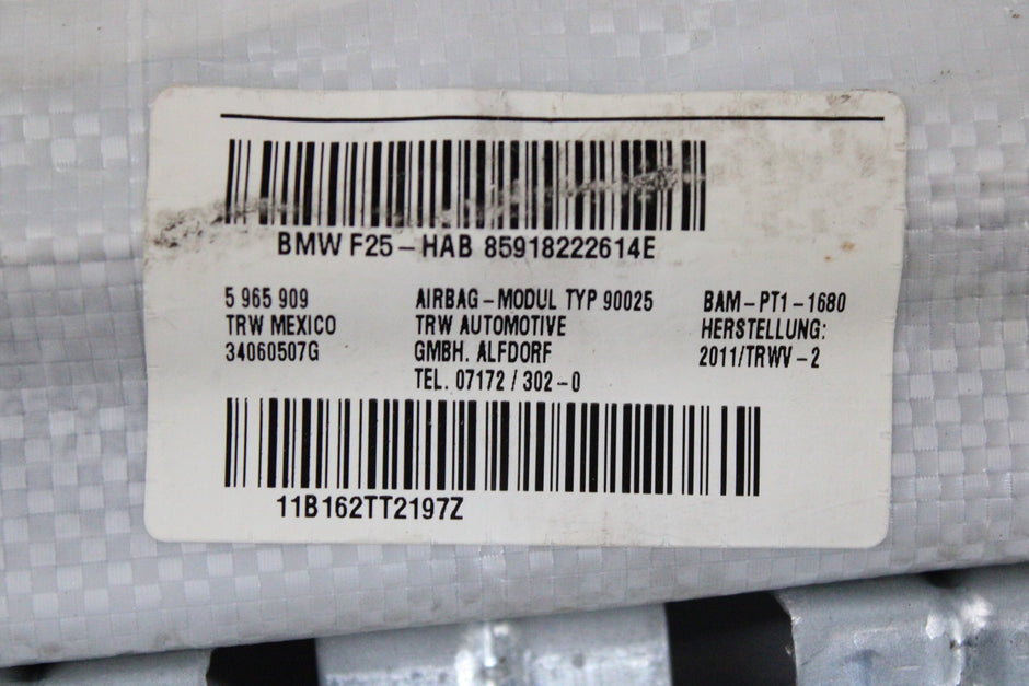 OEM BMW Curtain Airbag – Fits X3 (F25) (2011–2017) – Part 72129182226 – BMW – product view · G1536763 · photo 614adfed-46cb-473b-bd30-a441a3618b42
