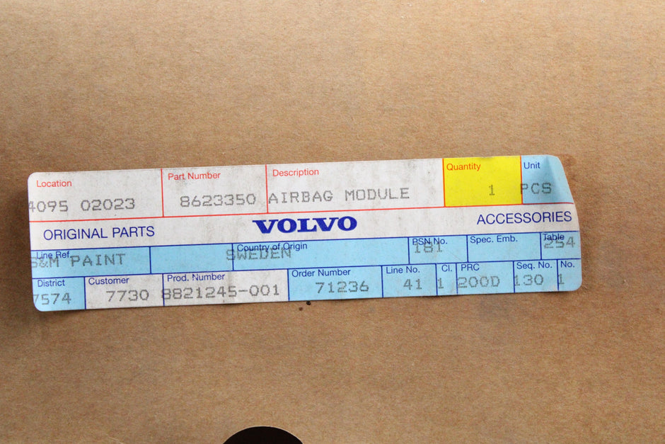 OEM Volvo Passenger Dashboard Airbag – Fits S40 (2004–2011) and V50 (2005–2011) and C70 (2006–2013) – Part 8623350 – Volvo – product view