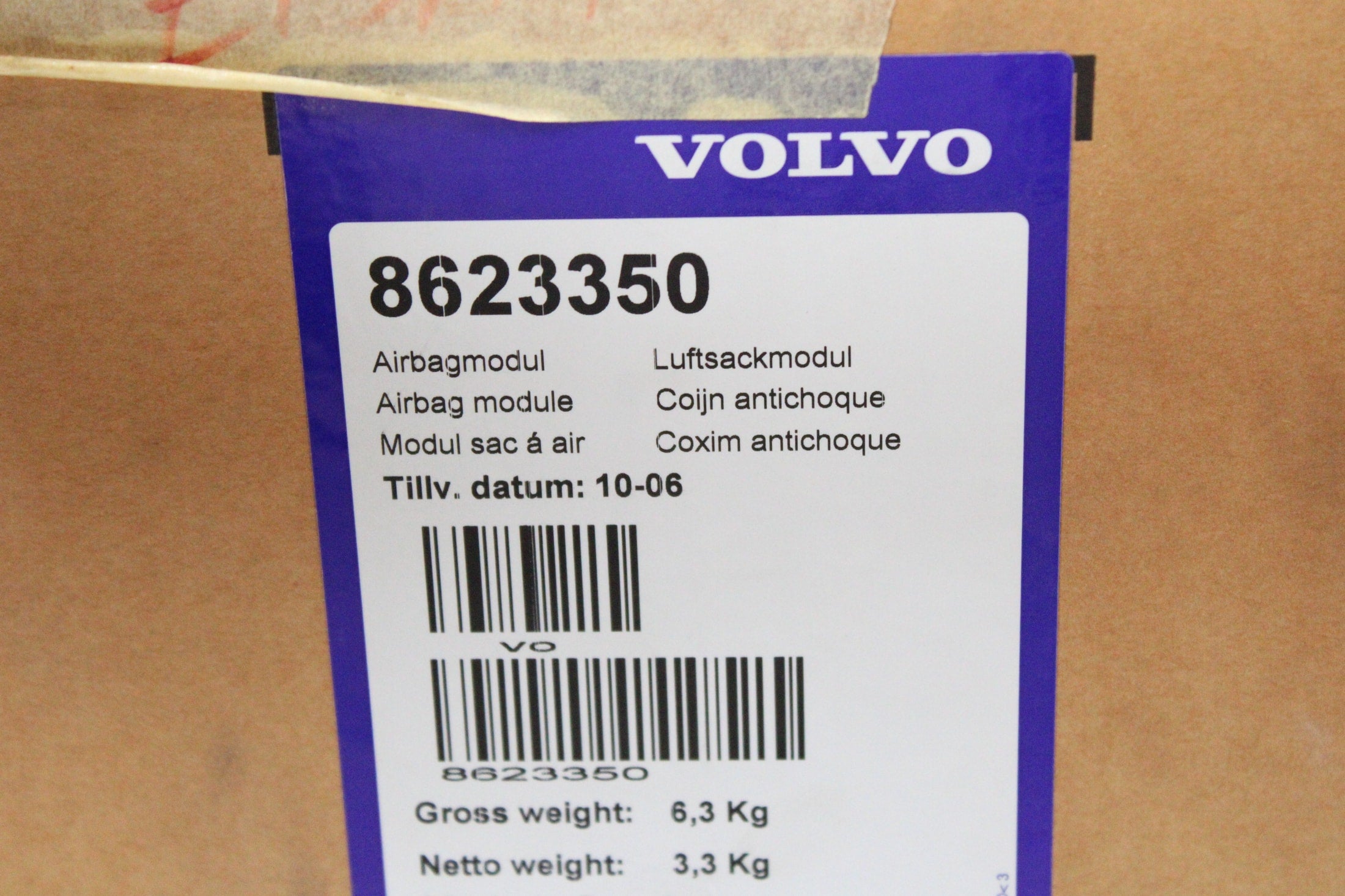 OEM Volvo Passenger Dashboard Airbag – Fits S40 (2004–2011) and V50 (2005–2011) and C70 (2006–2013) – Part 8623350 – Volvo – product view