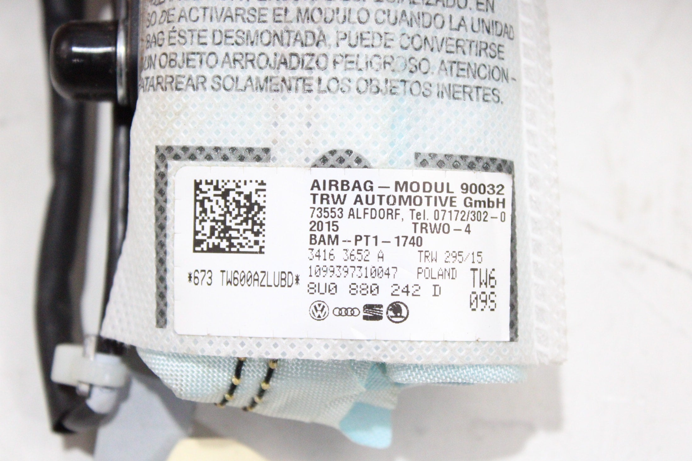 OEM Audi Passenger Seat Airbag – Fits Q3 (2015–2018) – Part 8U0-880-242-D – Audi – product view