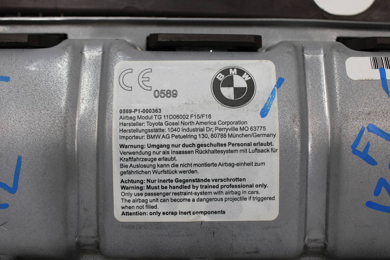 2011-2018 BMW X5, X6 Driver Knee Airbag – OEM 72129311692 (Black)