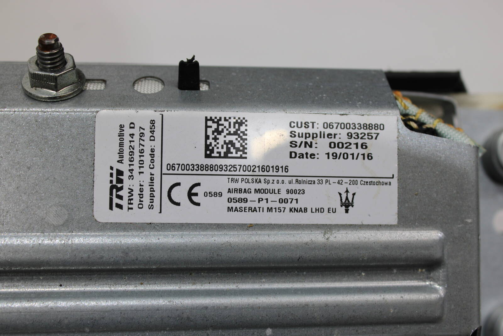 2014-2023 Maserati Ghibli Driver Knee Airbag – OEM 670033888, 06700081620