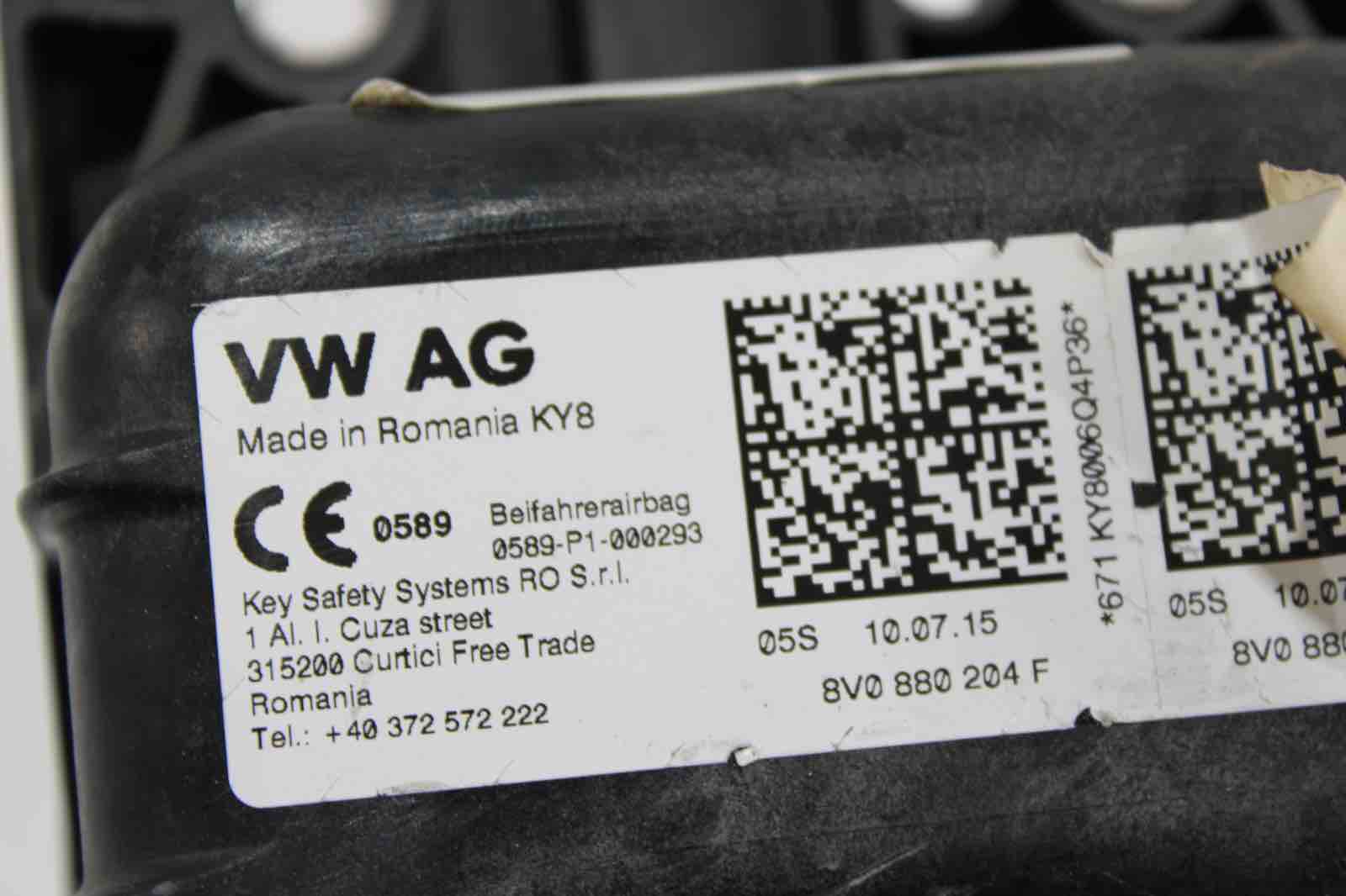 OEM Audi A3, S3 Dashboard Airbag (2015–2020) | Part #8V0880204F