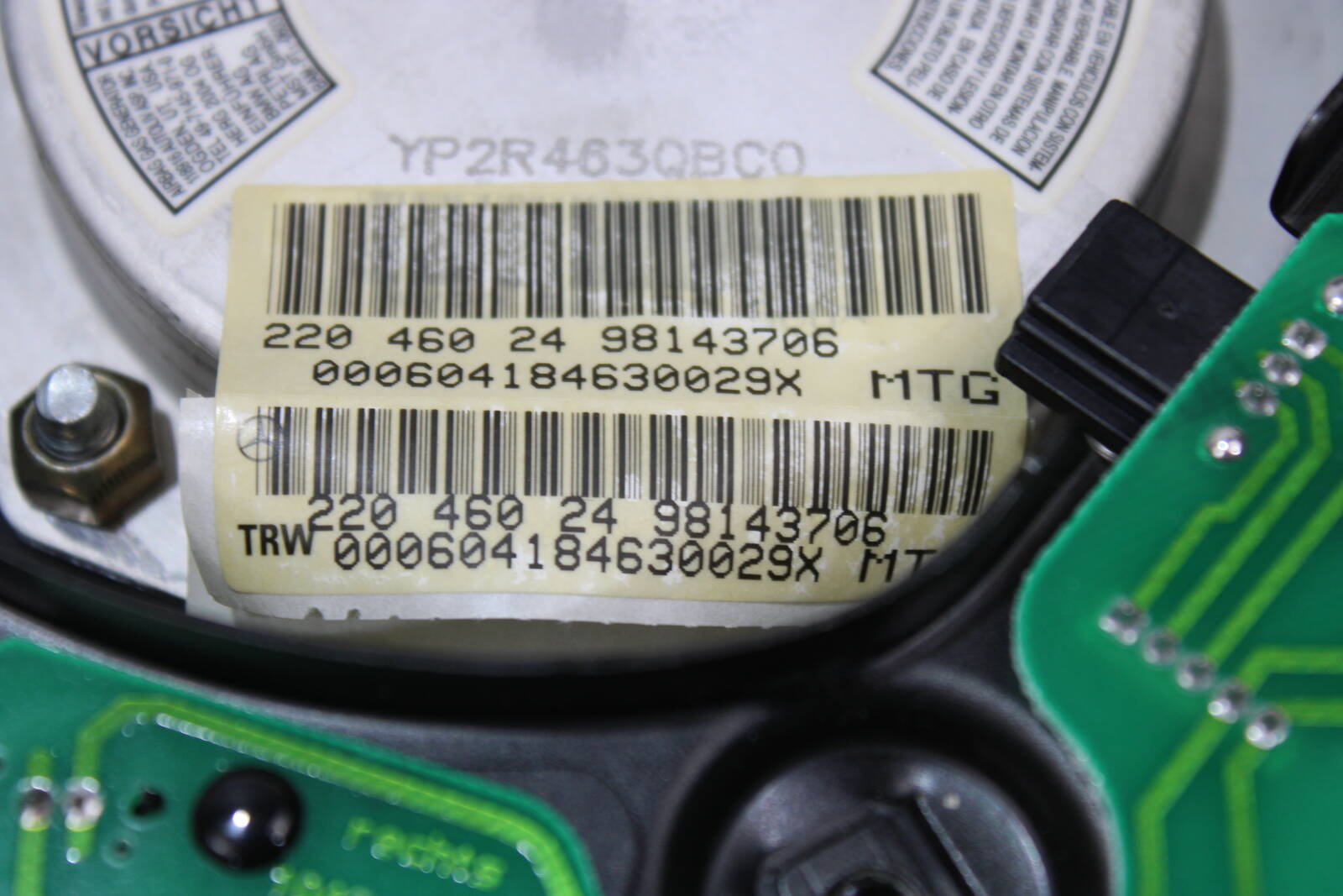 2000-2006 Mercedes-Benz S350, S430, S500, S55, CL500, CL55 Driver Steering Wheel Airbag – OEM A2204602498, A2204600998, A2204601698