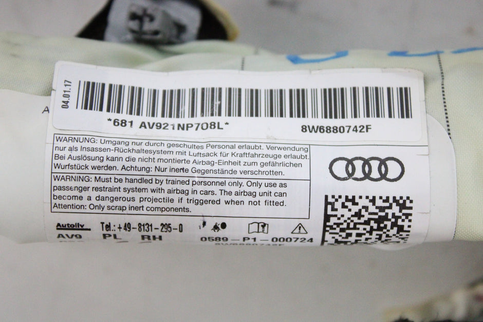 OEM Audi Curtain Airbag – Fits A5, S5 (2018–2021) and RS5 (2018–2019) – Part 8W6880742F – Audi – product view · K1536953 · photo 1499b2a8-e5ec-4d9e-a3ae-514cd59c835e