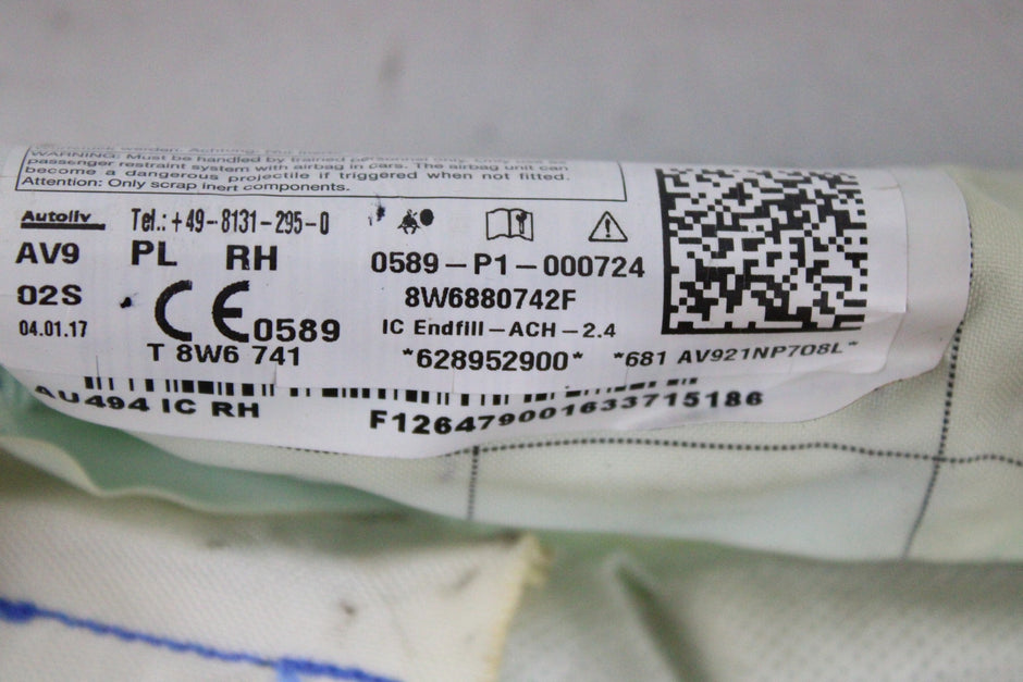 OEM Audi Curtain Airbag – Fits A5, S5 (2018–2021) and RS5 (2018–2019) – Part 8W6880742F – Audi – product view · K1536953 · photo 226c3097-4215-4638-814d-82ce0f195434