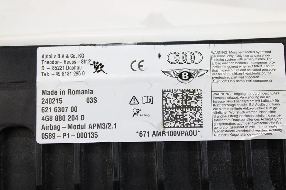 OEM Audi Dashboard Airbag – Fits A6 (2012–2018) – Part #4G8 880 204 D