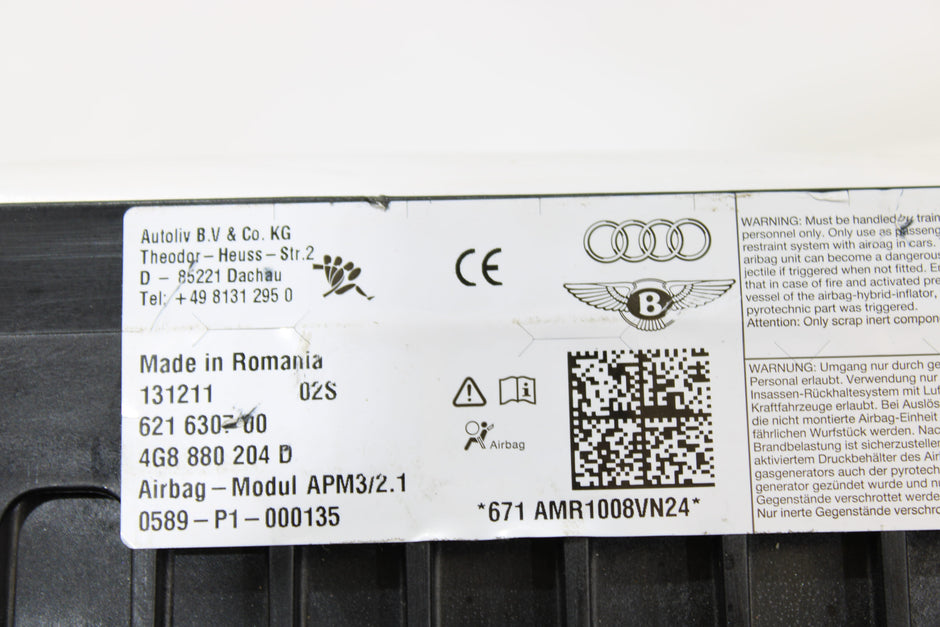 OEM Audi Dashboard Airbag – Fits A6, S6, A7, S7. Rs7 (2012–2018) – Part 4G8880204D - Audi