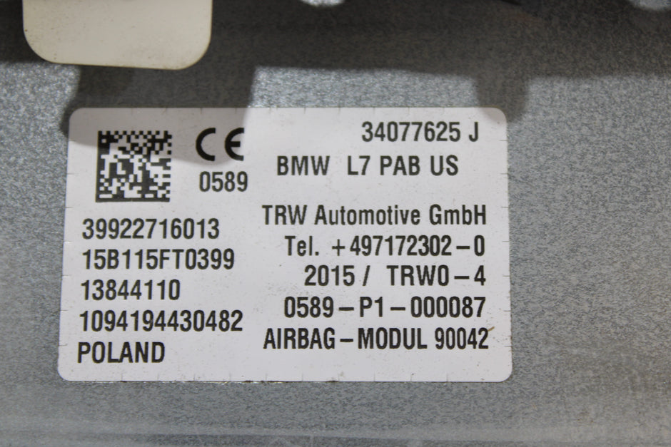 OEM Bmw Dashboard Airbag – Fits 420I, 428I, 435I, 320I, 328I, 335I, 240I (2014–2018) – Part 34077625 - Bmw