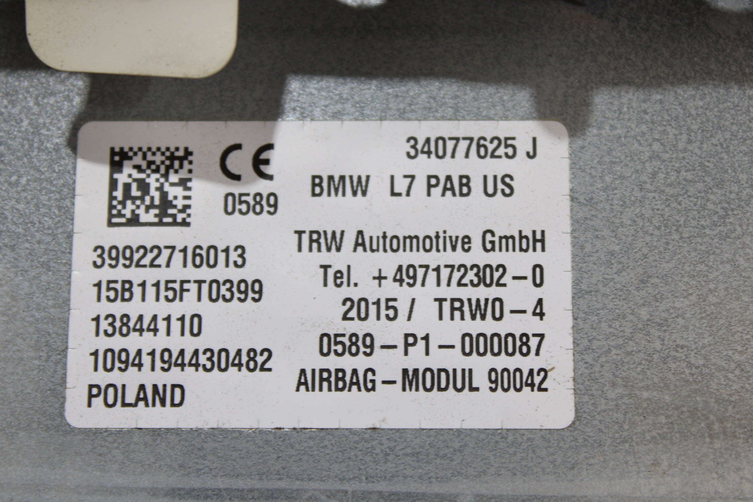 OEM Bmw Dashboard Airbag – Fits 420I, 428I, 435I, 320I, 328I, 335I, 240I (2014–2018) – Part 34077625 - Bmw