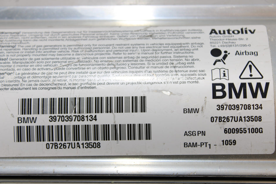 OEM Bmw Dashboard Airbag – Fits 525I, 528I, 530I, 535I, 545I, 550I, M5 (2004–2010) – Part 397039708134 - Bmw