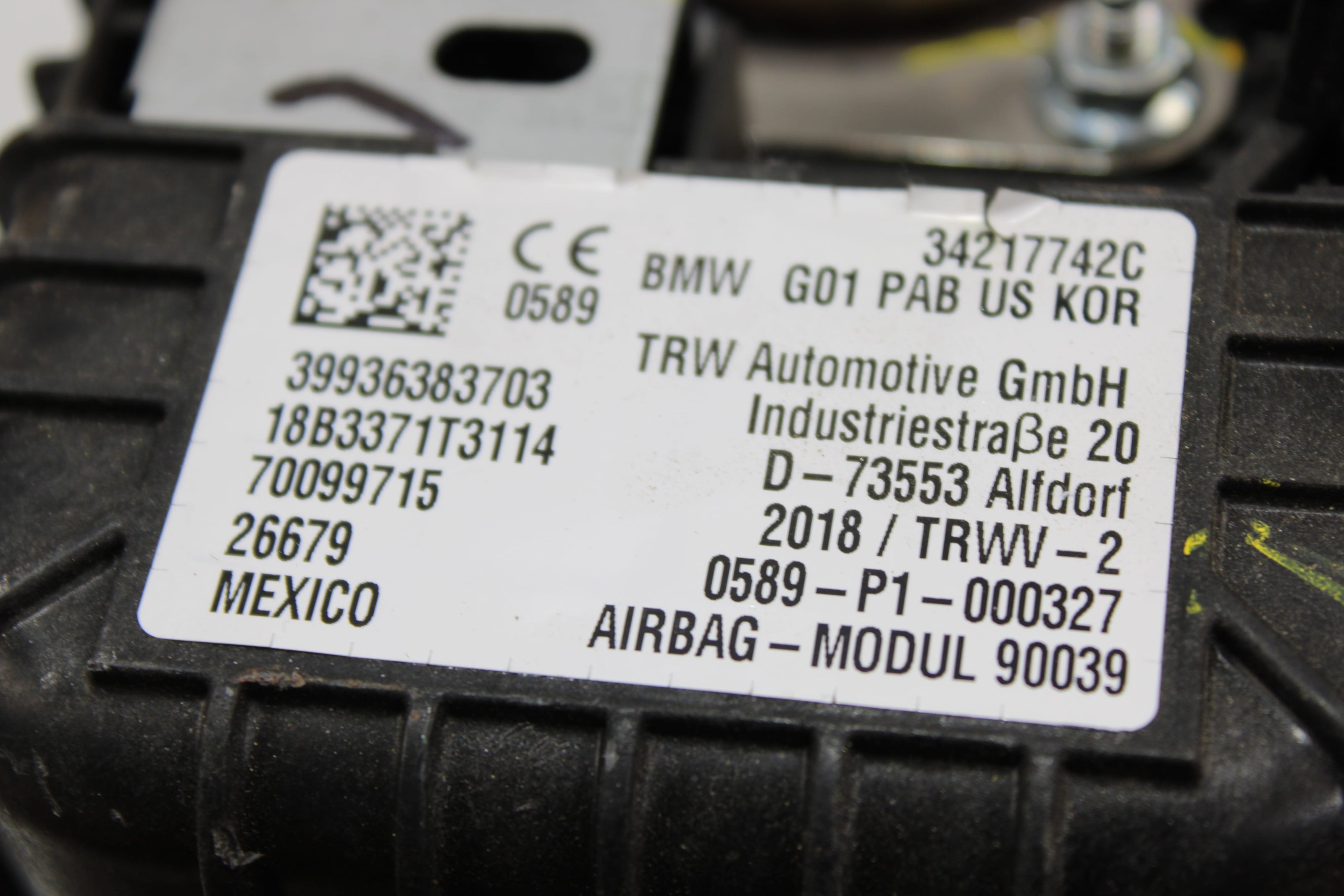 OEM Bmw Dashboard Airbag – Fits X3, X4 (2018–2024) – Part 34217742 - Bmw