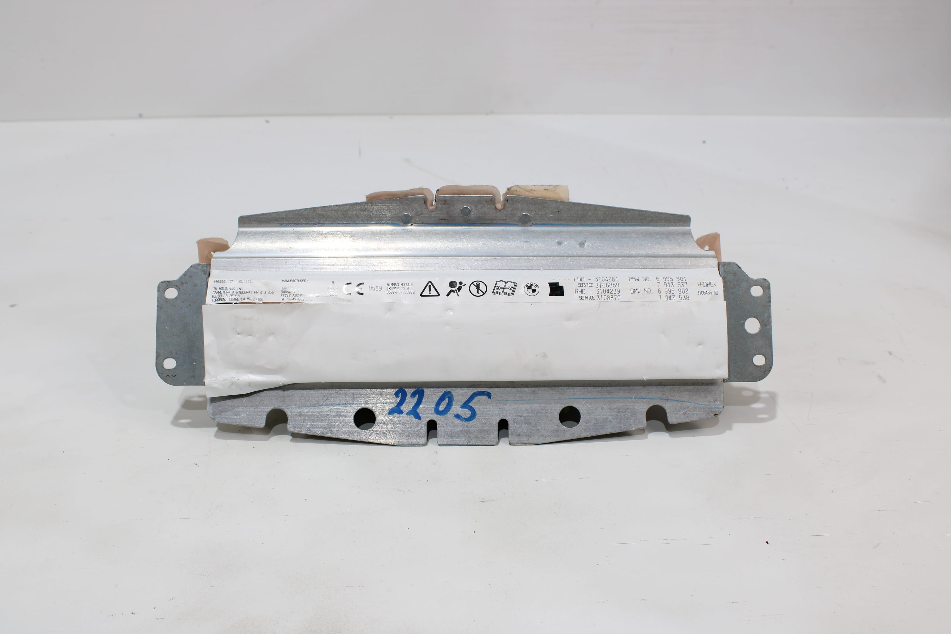 OEM Bmw Dashboard Airbag – Fits X5, X6 (2007–2014) – Part 72127943537 - Bmw