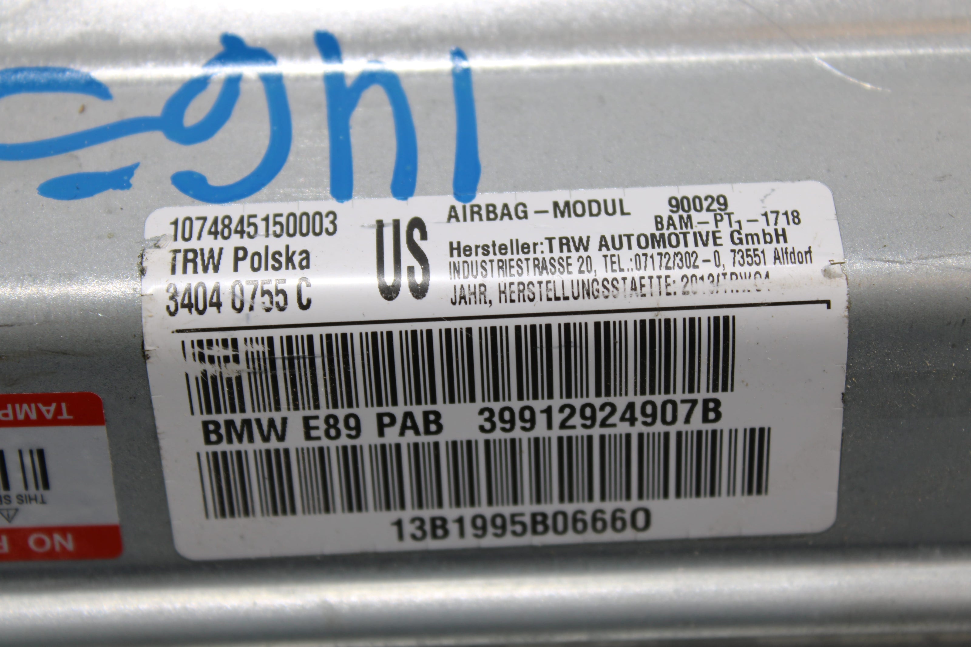 OEM Bmw Dashboard Airbag – Fits Z4 (2009–2016) – Part 72129129249 - Bmw