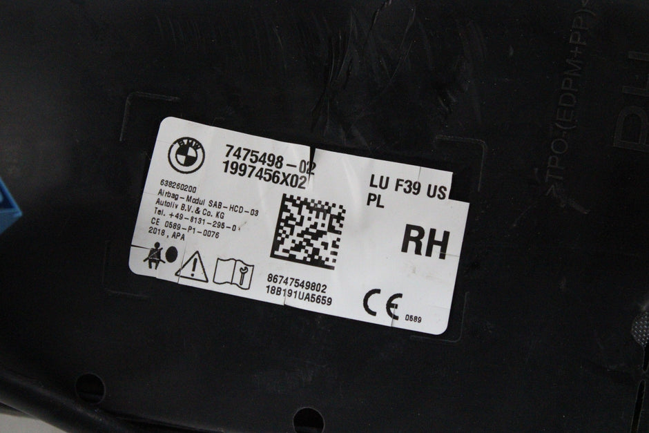 OEM BMW Passenger Seat Airbag – Fits X2 (2018–2023) and X2 M35I (F39) (2019–2023) – Part #72127475498 - BMW