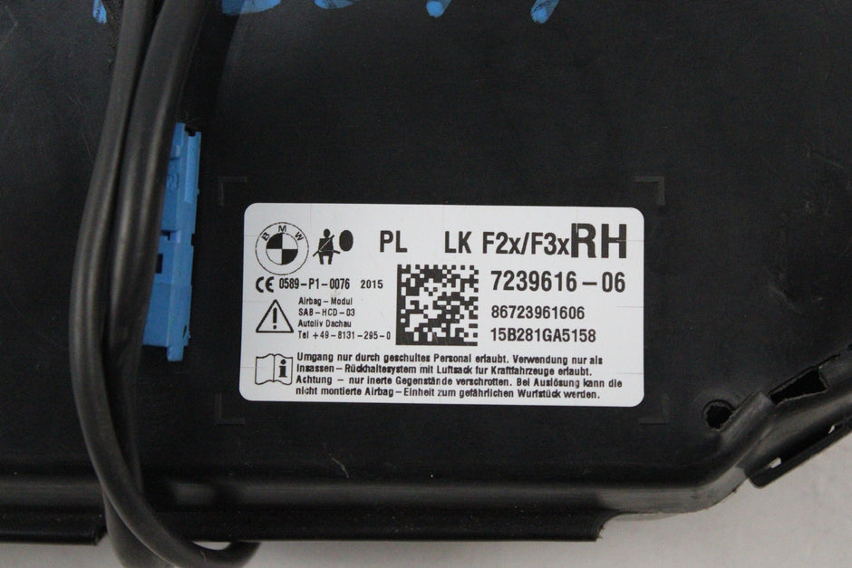 OEM Bmw Side Airbag – Fits 228I, 230I, M235I, M240I, M2, 320I, 328I, 330I, 335I, 340I, M3 (2012–2021) – Part 72127239616 - BMW