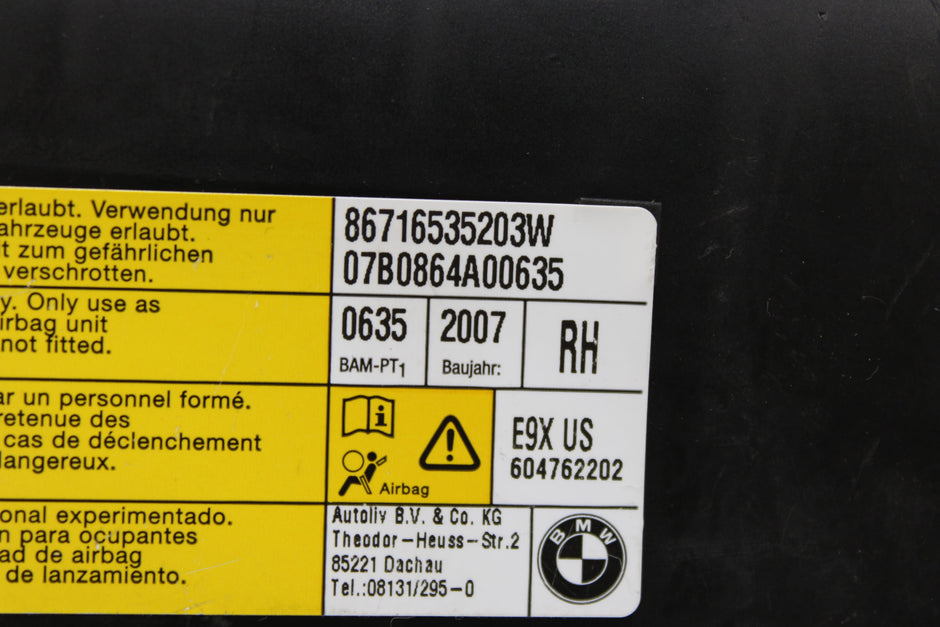 OEM Bmw Side Airbag – Fits 323I, 325I, 328I, 330I, 335I, M3 (2006–2012) – Part 72127165352 - Bmw