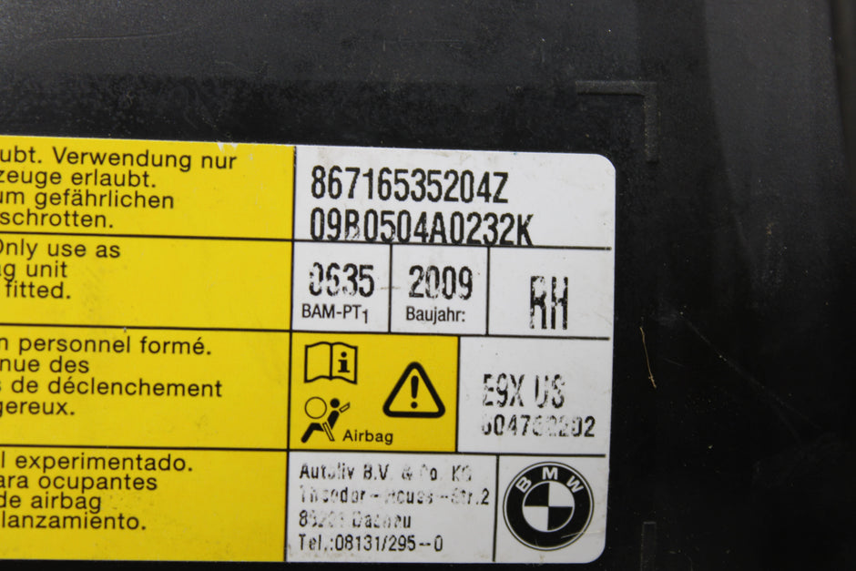OEM Bmw Side Airbag – Fits 323I, 325I, 328I, 330I, 335I, M3 (2006–2012) – Part 72127165352 - Bmw