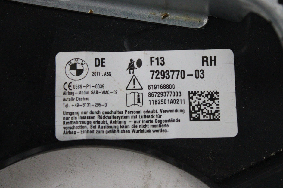OEM Bmw Side Airbag – Fits 640I, 650I, M6 (2012–2019) – Part 72127293770 - BMW