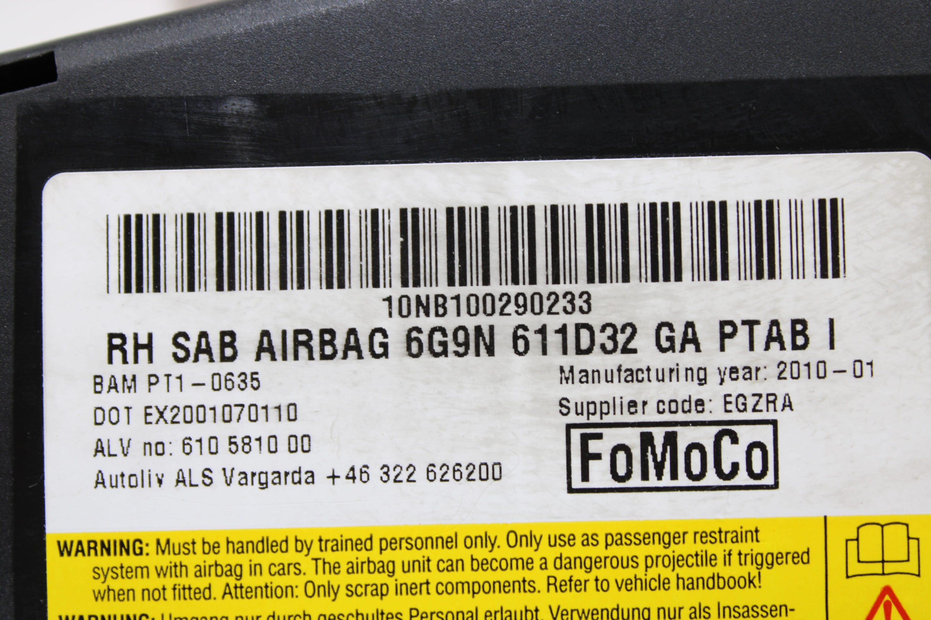 OEM Land Rover Side Airbag – Fits Range Rover, Lr4 (2010–2014) – Part EHT500140 - Land Rover