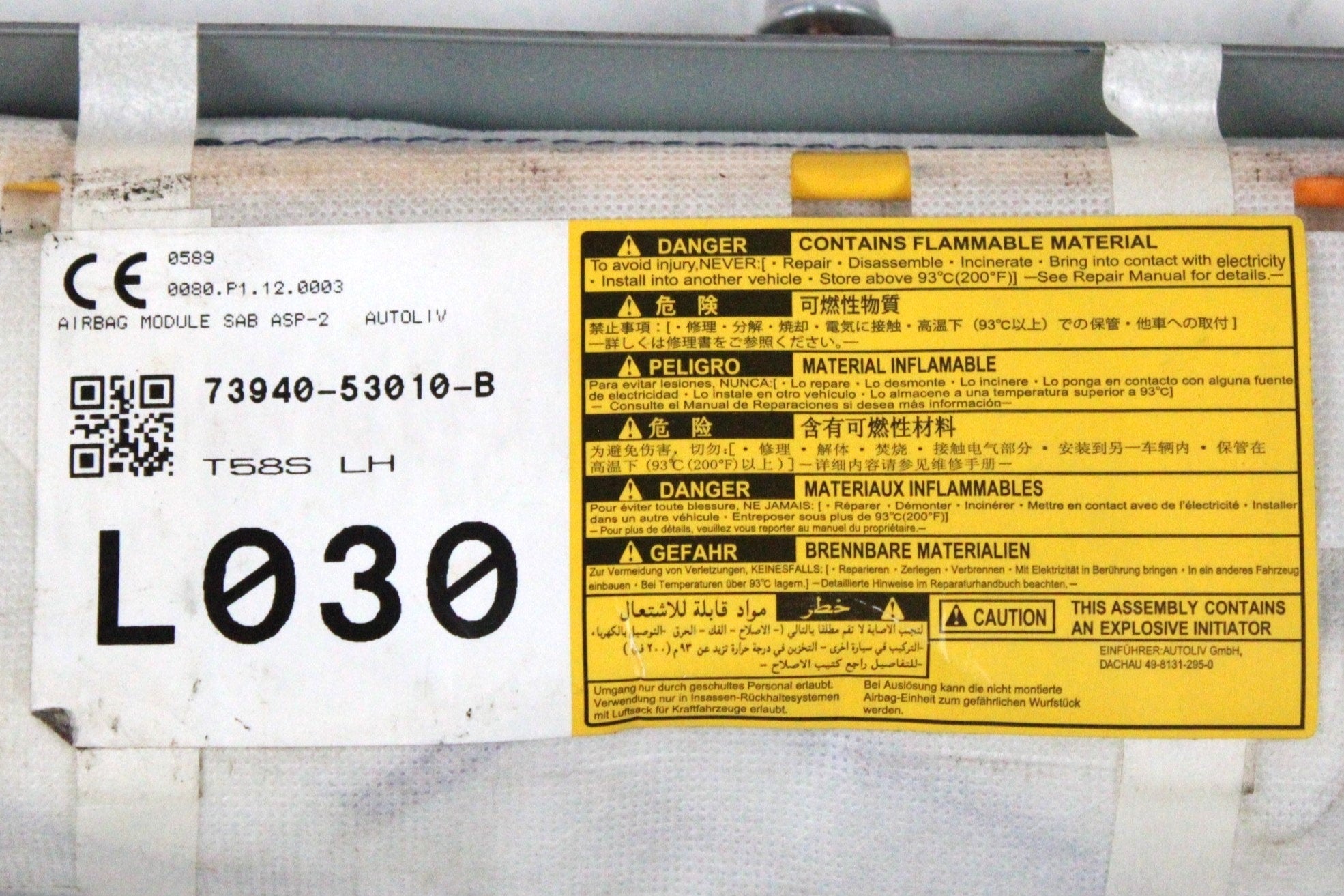 OEM Lexus Driver Seat Airbag – Fits IS250 (2014–2015) – Part 73940-53010-B - Lexus