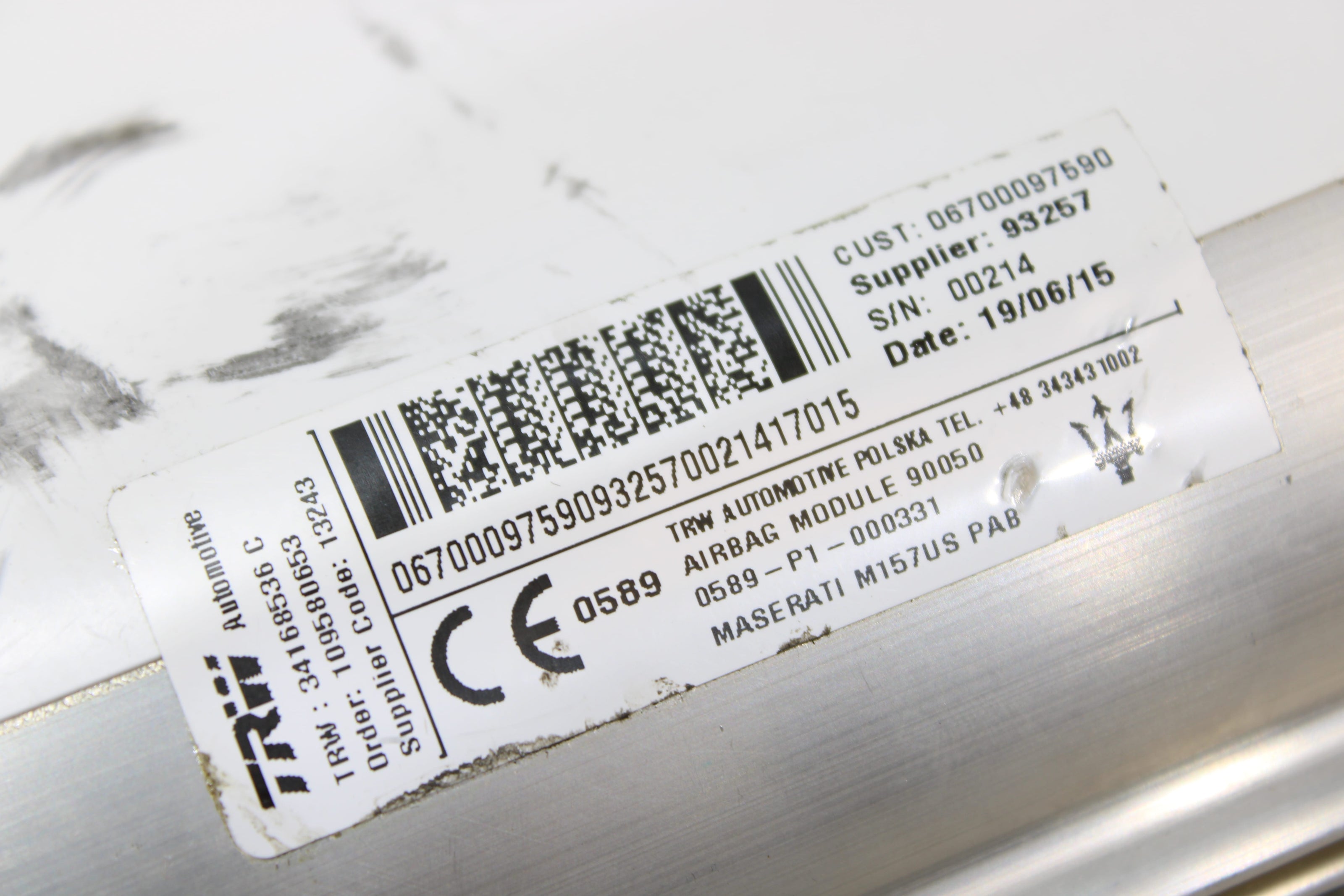 OEM Maserati Dashboard Airbag – Fits Ghibli (2014–2023) – Part 06700097590 - Maserati