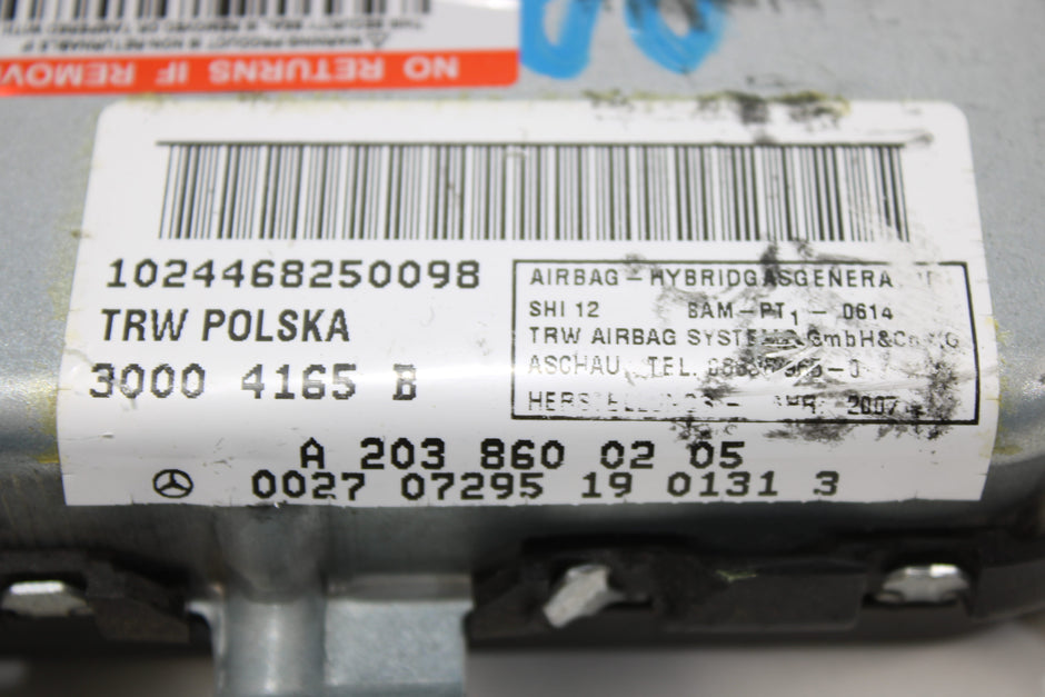 OEM Mercedes - Benz Airbag – Fits E320, E350, E500, E55, Cls500, Cls550, Cls55, Cls63 (2003–2011) – Part A2038600205 - Mercedes - Benz