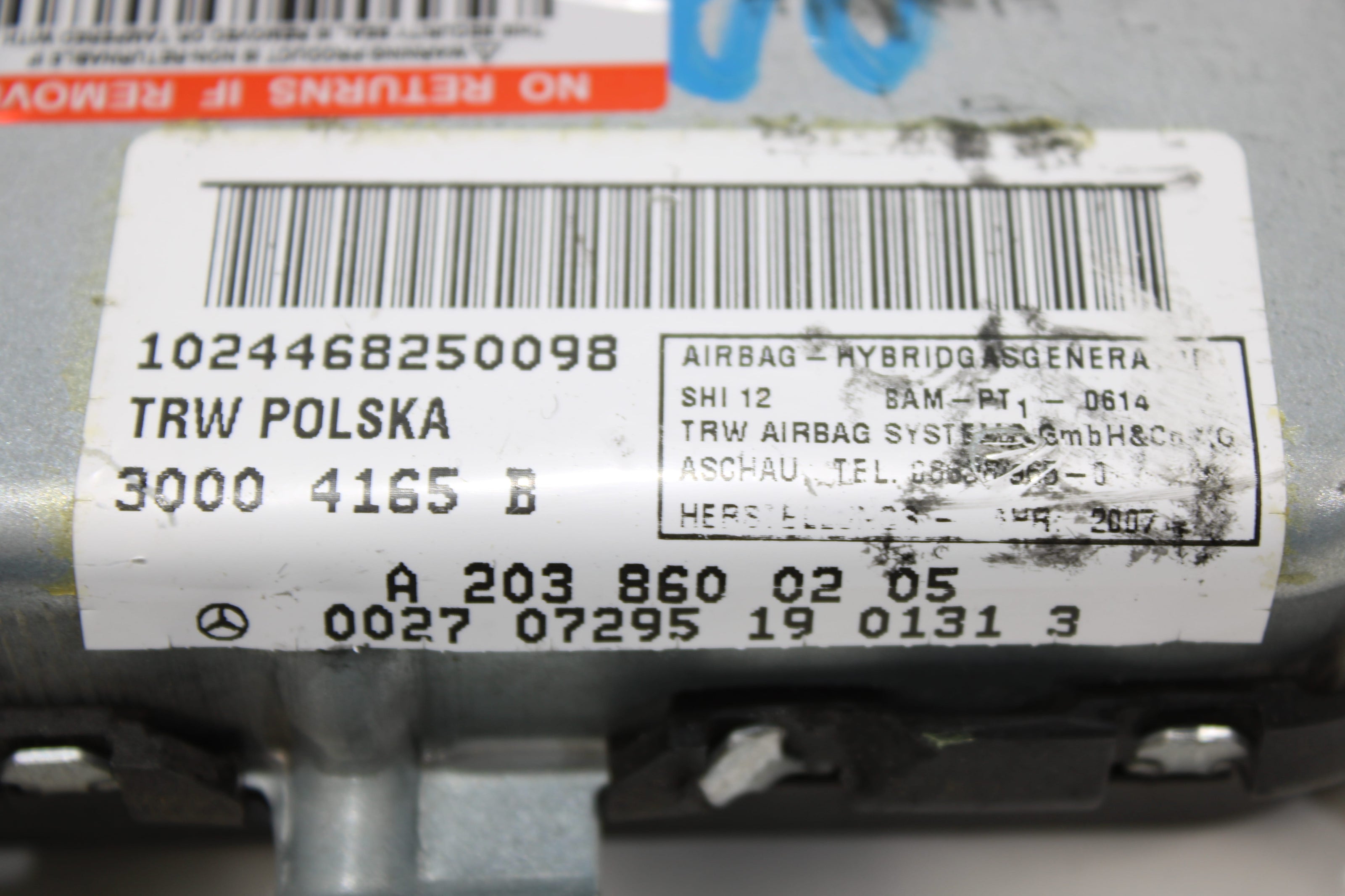OEM Mercedes - Benz Airbag – Fits E320, E350, E500, E55, Cls500, Cls550, Cls55, Cls63 (2003–2011) – Part A2038600205 - Mercedes - Benz