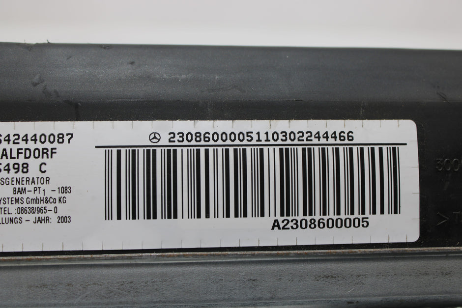 OEM Mercedes - Benz Dashboard Airbag – Fits Sl500, Sl55, Sl550, Sl600, Sl63, Sl65 (2003–2012) – Part A2308600005 - Mercedes - Benz