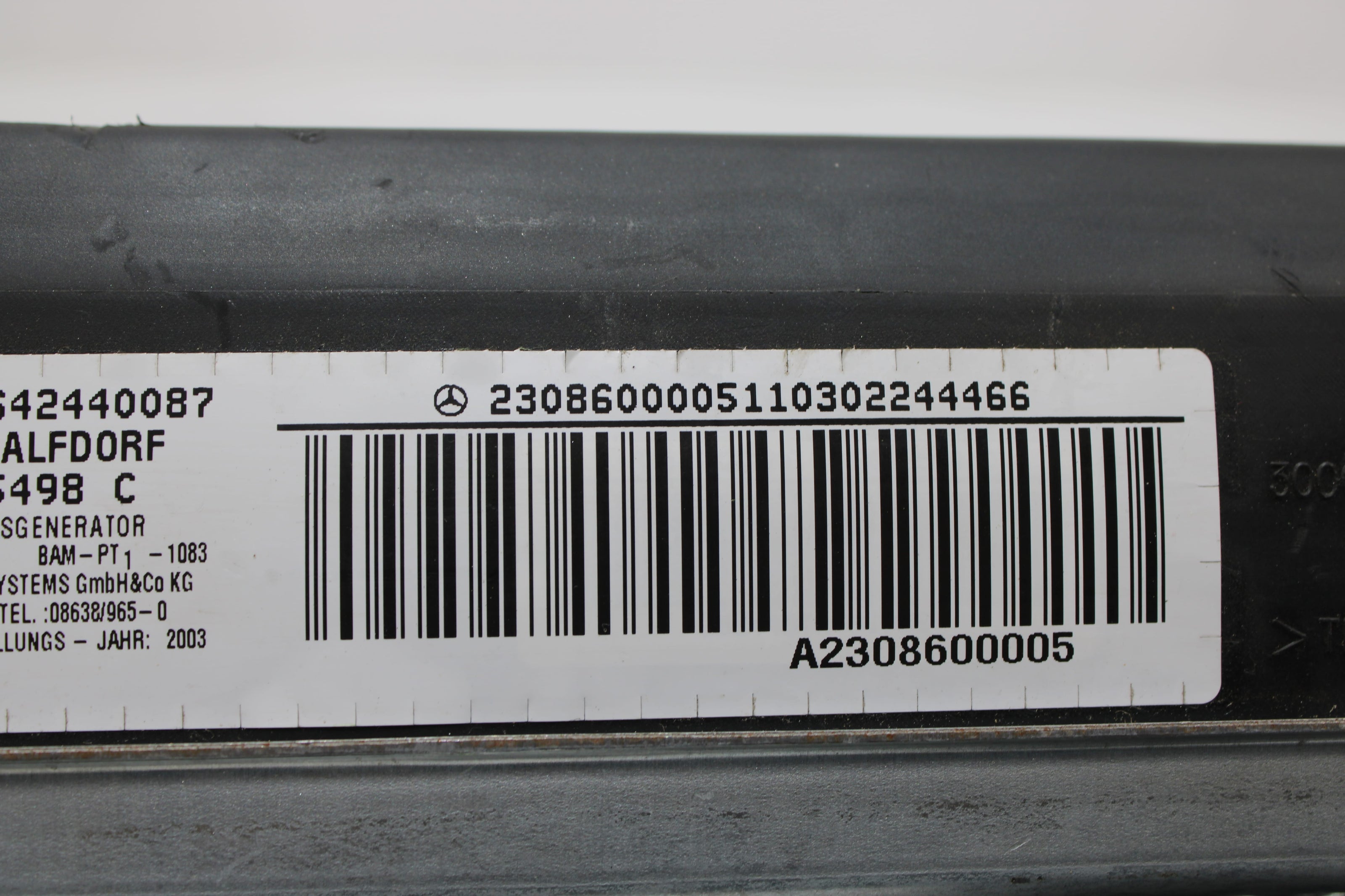 OEM Mercedes - Benz Dashboard Airbag – Fits Sl500, Sl55, Sl550, Sl600, Sl63, Sl65 (2003–2012) – Part A2308600005 - Mercedes - Benz