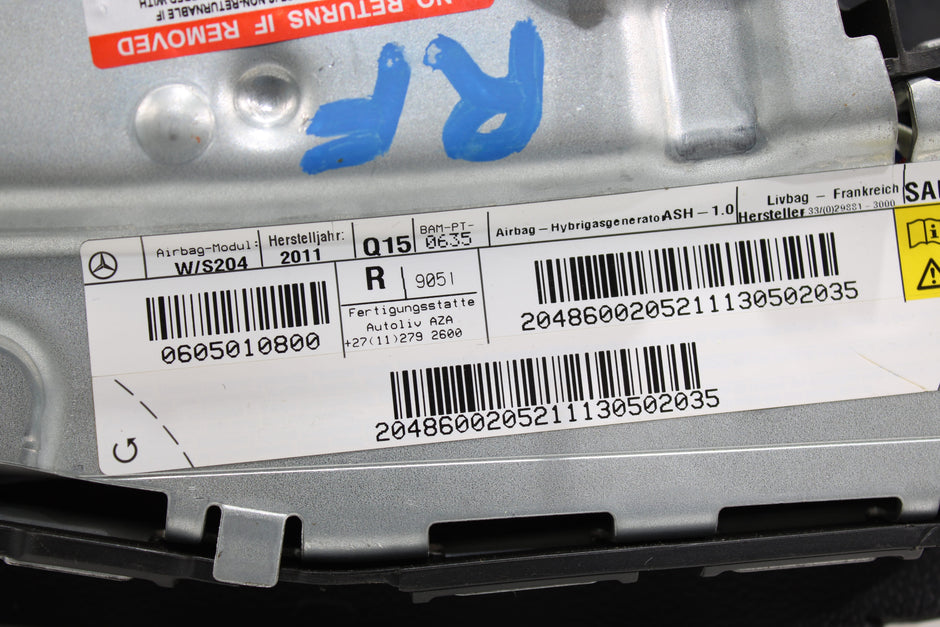 OEM Mercedes - Benz Side Airbag – Fits C250, C300, C350, C63, Glk250, Glk300, Glk350 (2008–2015) – Part A2048600205 - Mercedes - Benz