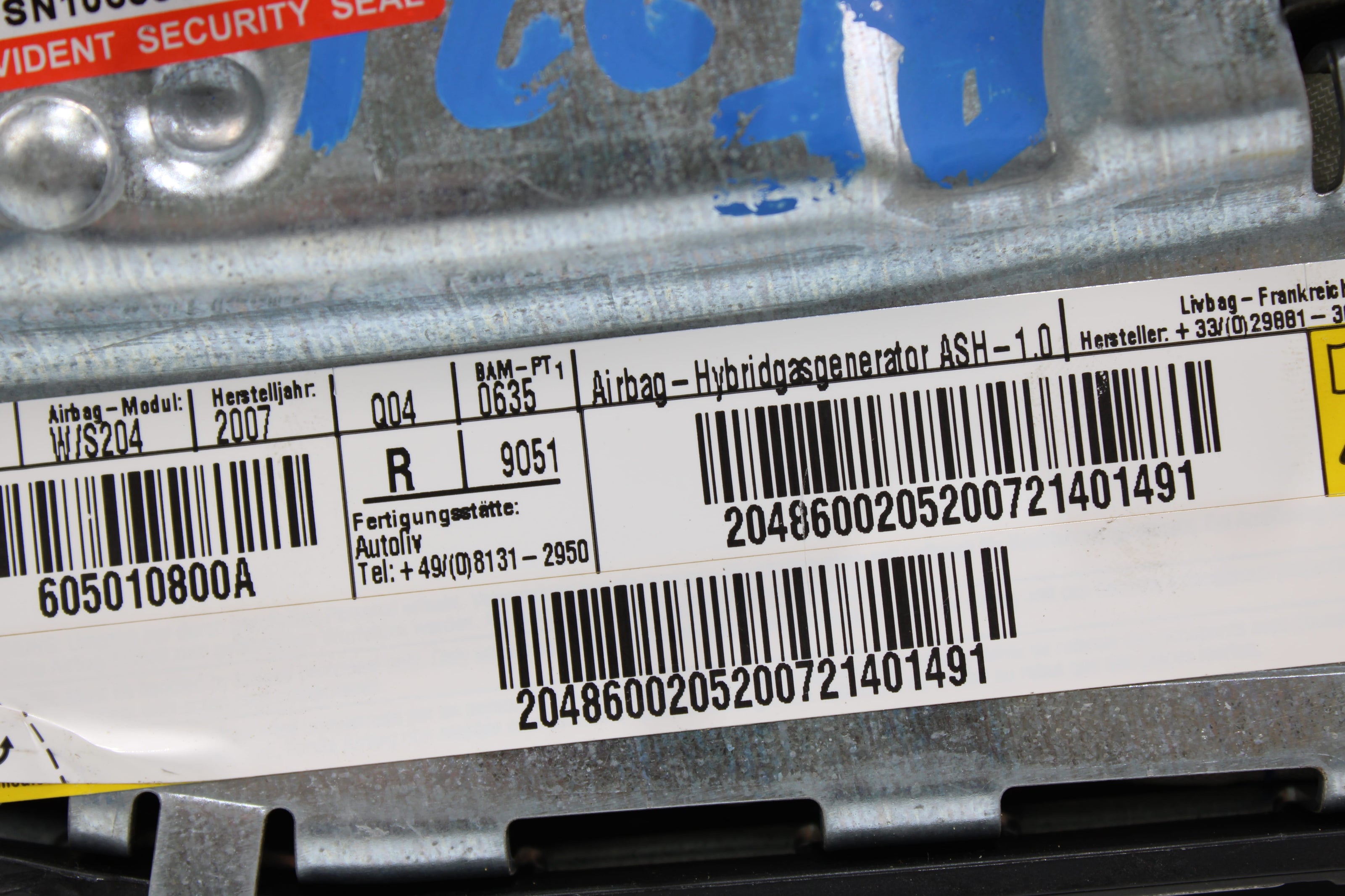OEM Mercedes - Benz Side Airbag – Fits C250, C300, C350, C63, Glk250, Glk300, Glk350 (2008–2015) – Part A2048600205 - Mercedes - Benz