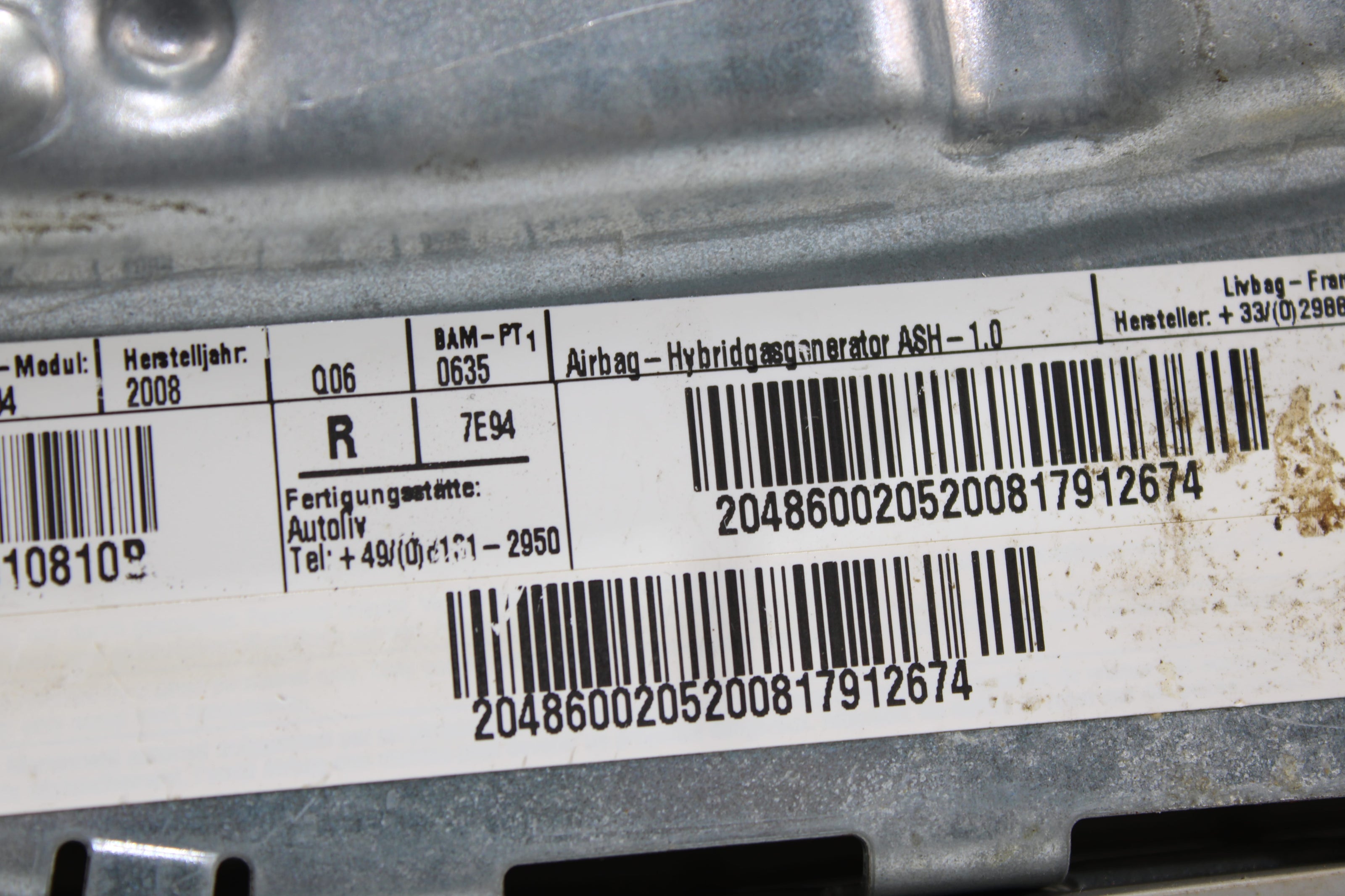 OEM Mercedes - Benz Side Airbag – Fits C250, C300, C350, C63, Glk250, Glk300, Glk350 (2008–2015) – Part A2048600205 - Mercedes - Benz