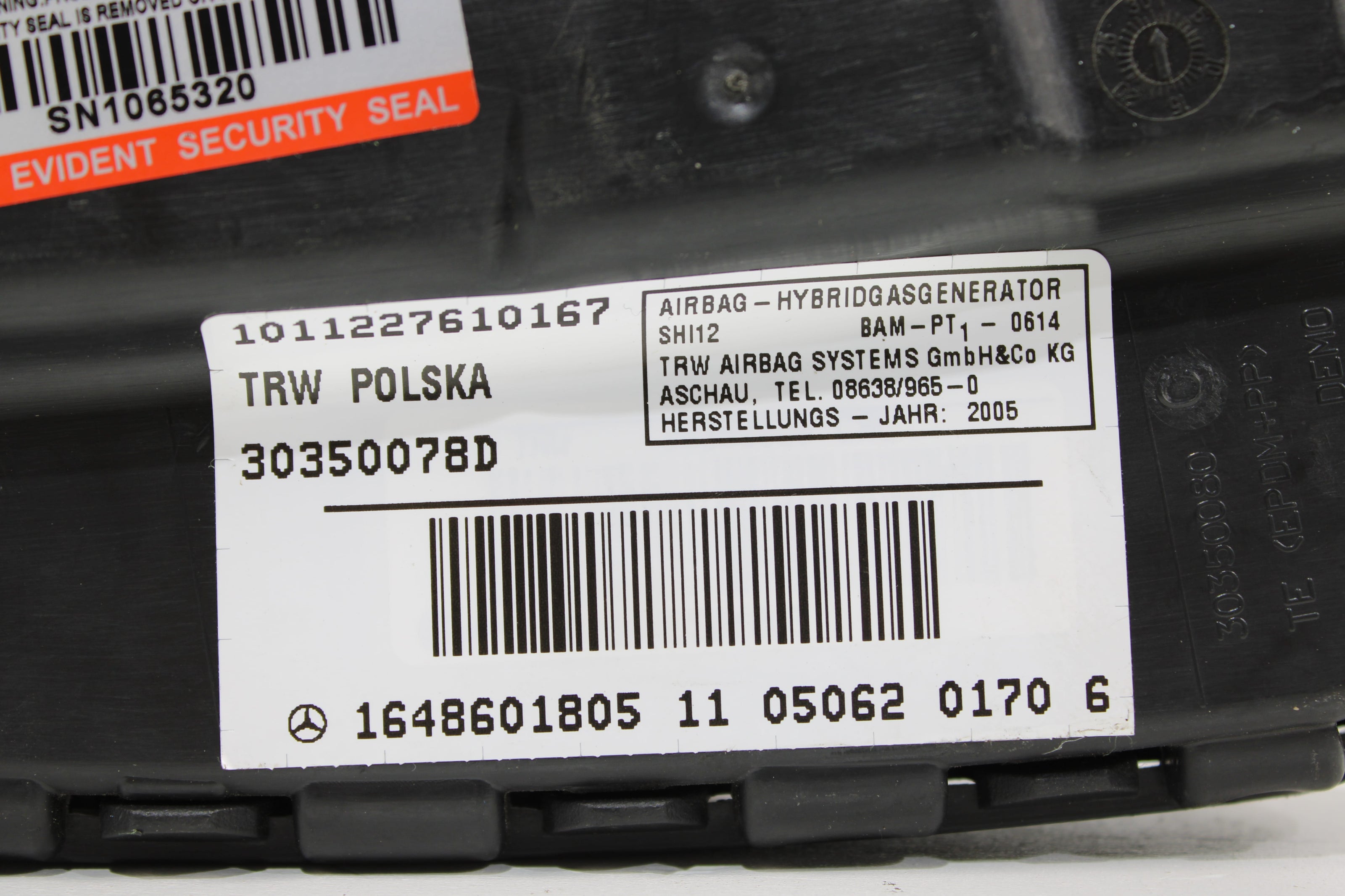 OEM Mercedes - Benz Side Airbag – Fits Cl500, Cl550, Cl600, Cl63, Cl65 (2007–2014) – Part A1648601805 - Mercedes - Benz