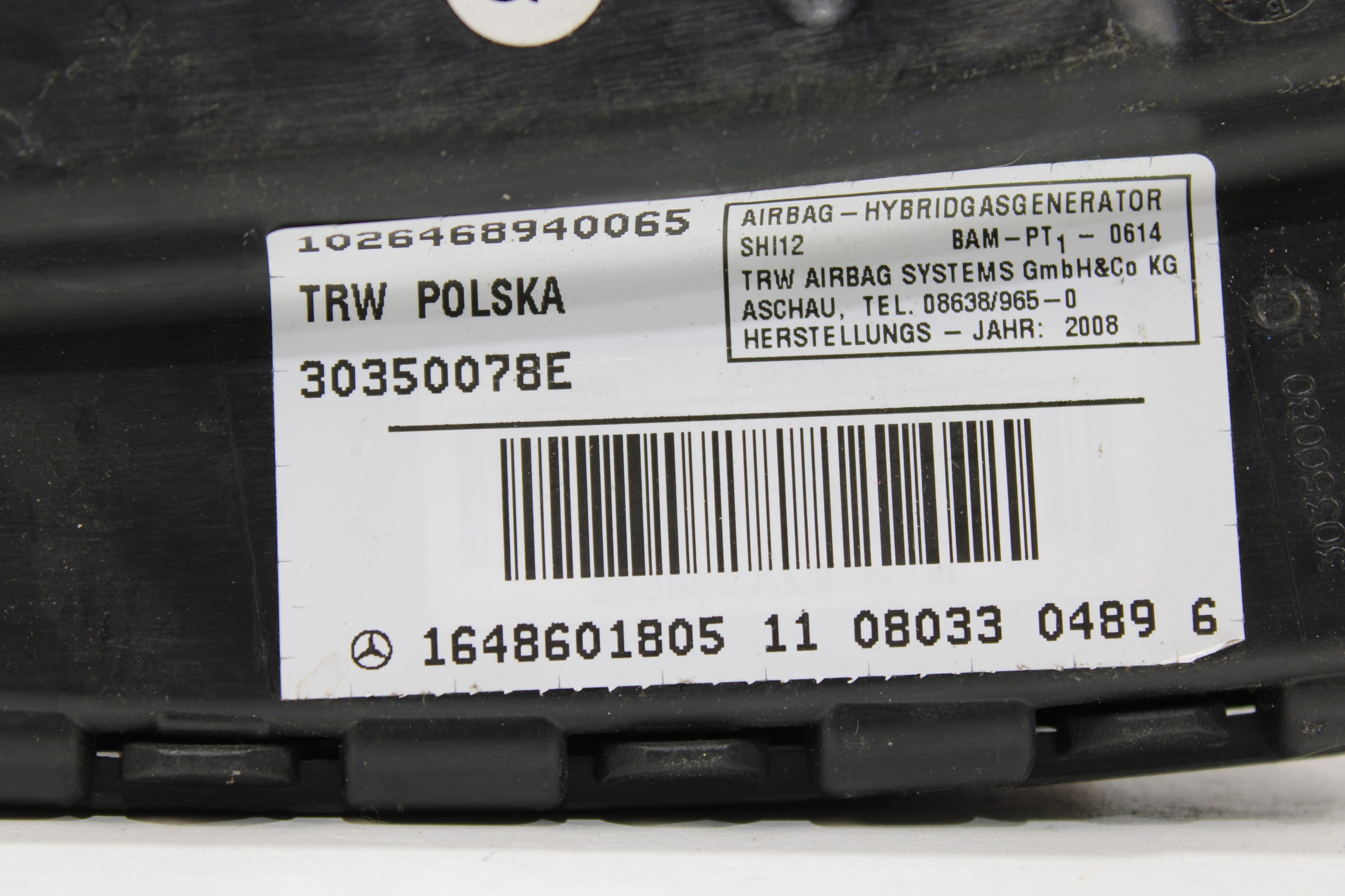 OEM Mercedes - Benz Side Airbag – Fits Cl500, Cl550, Cl600, Cl63, Cl65 (2007–2014) – Part A1648601805 - Mercedes - Benz