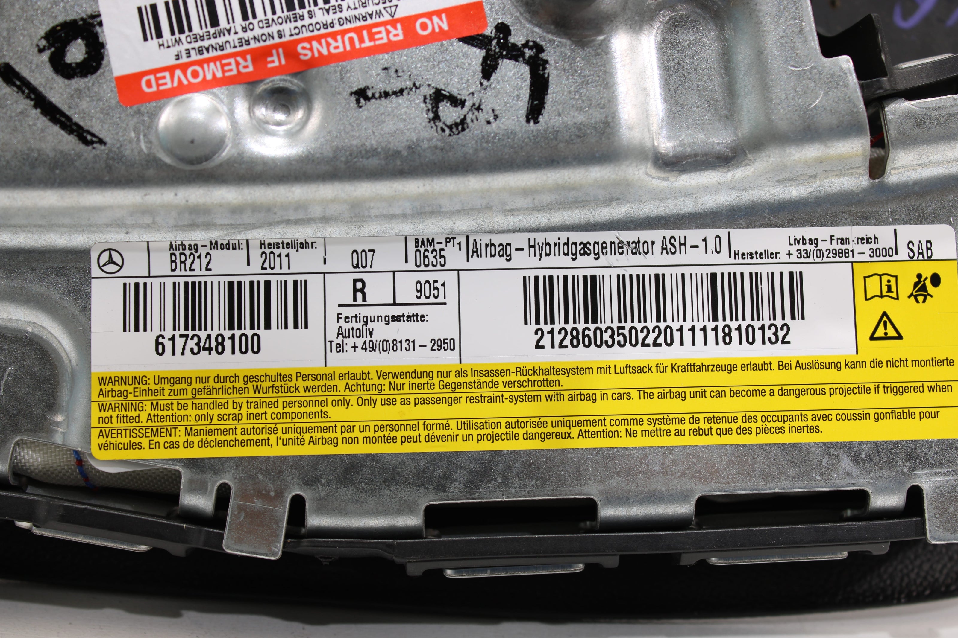 OEM Mercedes - Benz Side Airbag – Fits Cls350, Cls400, Cls550, E250, E300, E350, E400, E550 (2010–2018) – Part A2128603502 - Mercedes - Benz
