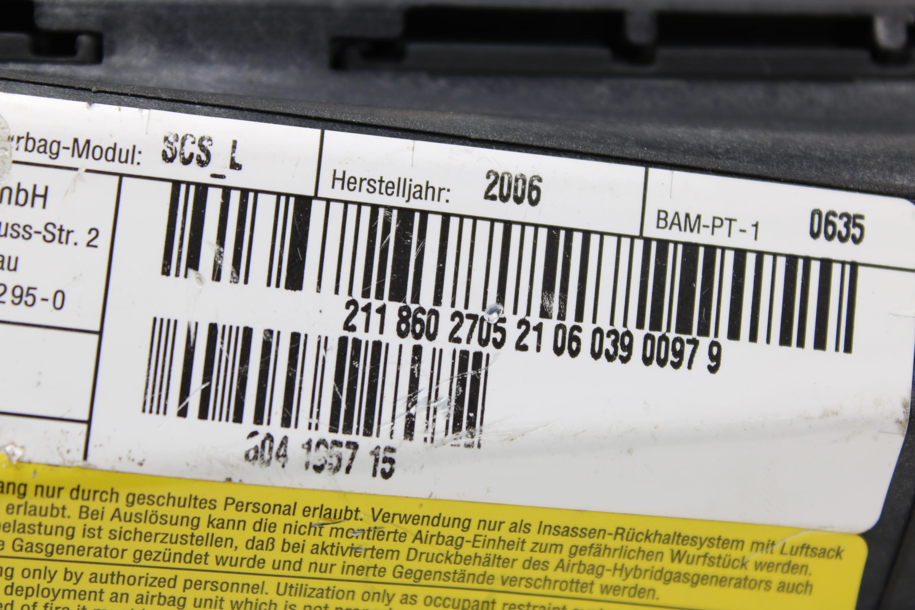 OEM Mercedes - Benz Side Airbag – Fits E320, E350, E500, E550, E55, E63, Cls550, Cls500, Cls55, Cls63 (2003–2011) – Part A2118602705 - Mercedes - Benz