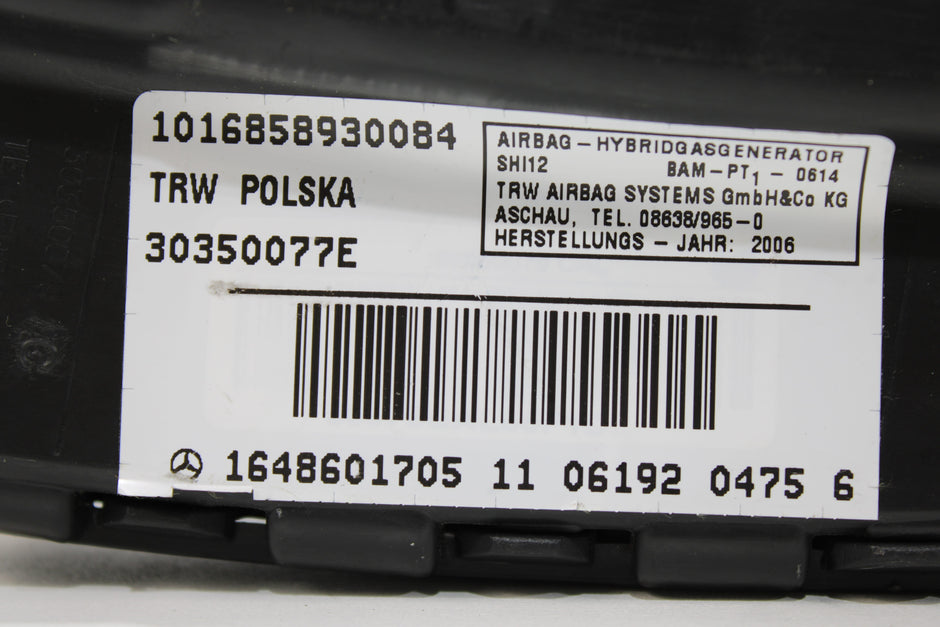 OEM Mercedes - Benz Side Airbag – Fits Ml350, Ml500, Ml63, Gl350, Gl450, Gl500, Gl550, R350 (2006–2014) – Part A1648601705 - Mercedes - Benz