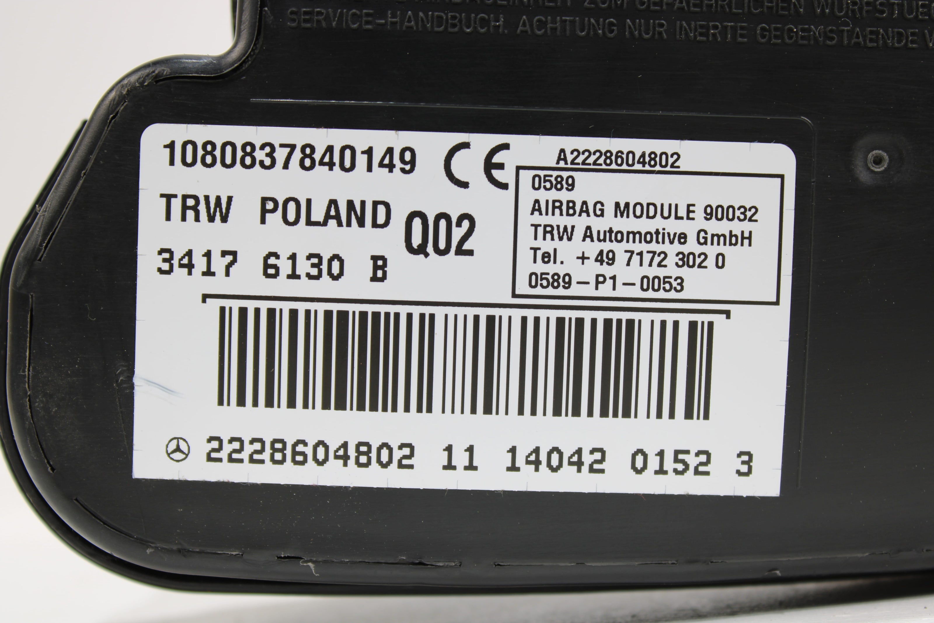 OEM Mercedes - Benz Side Airbag – Fits S350, S400, S450, S500, S550, S600, S63, S65, Cl500, Cl550, Cl600, Cl63, Cl65 (2007–2014) – Part A1648601805 - Mercedes - Benz