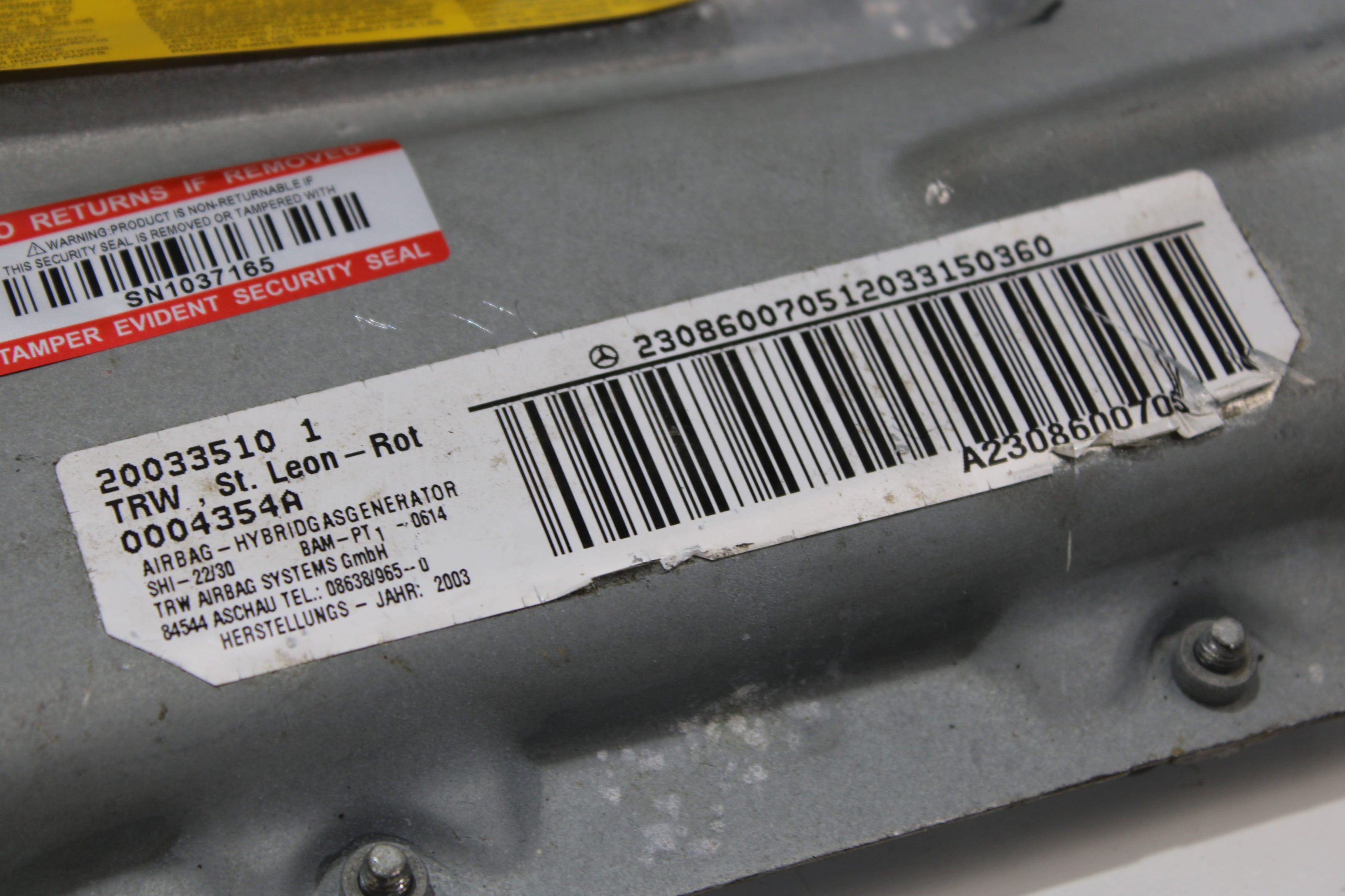 OEM Mercedes - Benz Steering Wheel Airbag – Fits Sl500, Sl550, Sl600, Sl55, Sl63, Sl65 (2003–2012) – Part A2308600705 - Mercedes - Benz